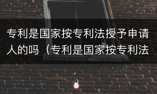 专利是国家按专利法授予申请人的吗（专利是国家按专利法授予申请人的吗为什么）