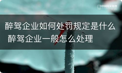 醉驾企业如何处罚规定是什么 醉驾企业一般怎么处理