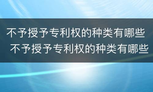 不予授予专利权的种类有哪些 不予授予专利权的种类有哪些规定