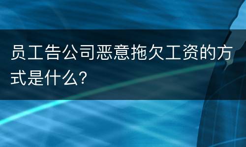 员工告公司恶意拖欠工资的方式是什么？
