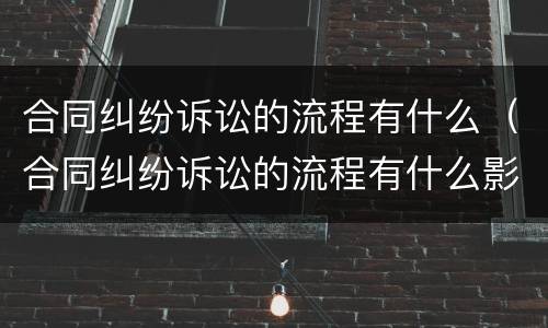 合同纠纷诉讼的流程有什么（合同纠纷诉讼的流程有什么影响）