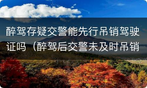 醉驾存疑交警能先行吊销驾驶证吗（醉驾后交警未及时吊销驾驶证）