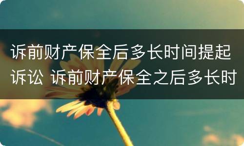 诉前财产保全后多长时间提起诉讼 诉前财产保全之后多长时间起诉