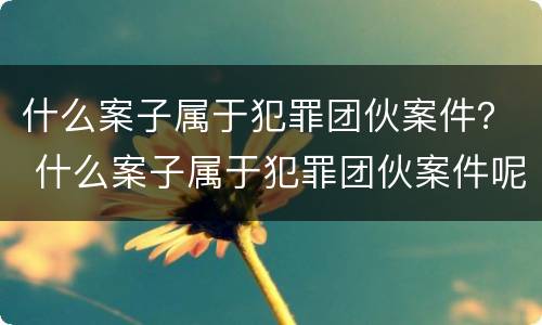 什么案子属于犯罪团伙案件？ 什么案子属于犯罪团伙案件呢