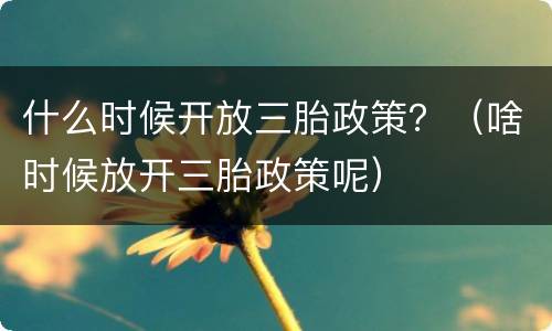 什么时候开放三胎政策？（啥时候放开三胎政策呢）