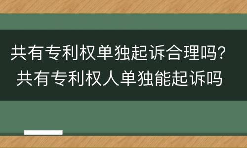 共有专利权单独起诉合理吗？ 共有专利权人单独能起诉吗