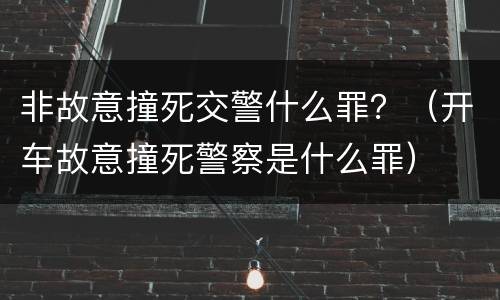 非故意撞死交警什么罪？（开车故意撞死警察是什么罪）