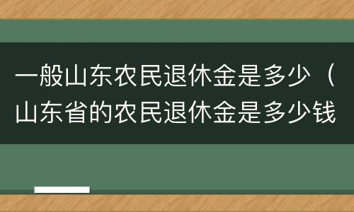 一般山东农民退休金是多少（山东省的农民退休金是多少钱）