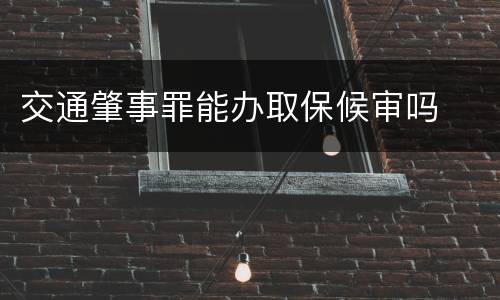 交通肇事罪能办取保候审吗