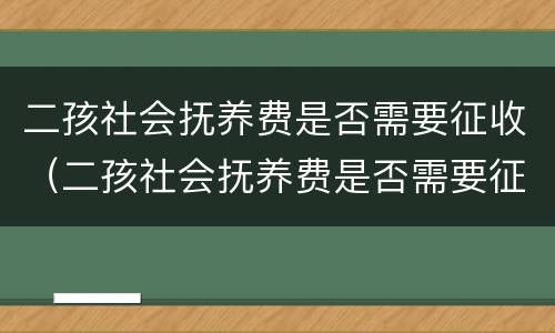二孩社会抚养费是否需要征收（二孩社会抚养费是否需要征收增值税）