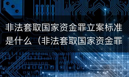 非法套取国家资金罪立案标准是什么（非法套取国家资金罪立案标准是什么规定）