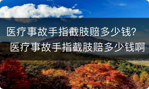 医疗事故手指截肢赔多少钱？ 医疗事故手指截肢赔多少钱啊