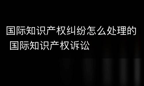 国际知识产权纠纷怎么处理的 国际知识产权诉讼