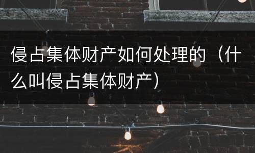 侵占集体财产如何处理的（什么叫侵占集体财产）