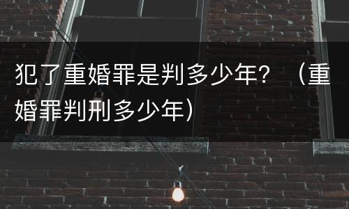 犯了重婚罪是判多少年？（重婚罪判刑多少年）