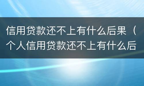 信用贷款还不上有什么后果（个人信用贷款还不上有什么后果）