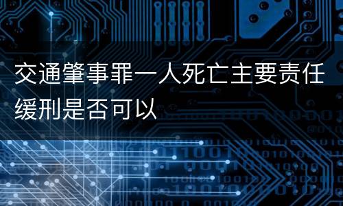 交通肇事罪一人死亡主要责任缓刑是否可以