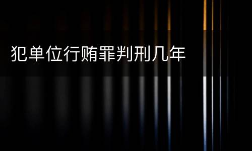 犯单位行贿罪判刑几年