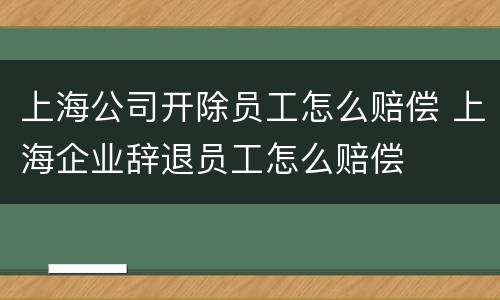 上海公司开除员工怎么赔偿 上海企业辞退员工怎么赔偿