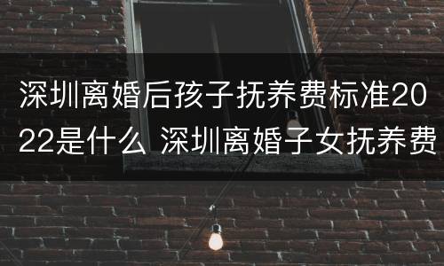 深圳离婚后孩子抚养费标准2022是什么 深圳离婚子女抚养费标准