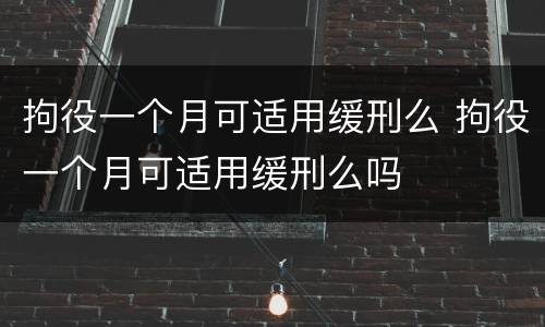 拘役一个月可适用缓刑么 拘役一个月可适用缓刑么吗