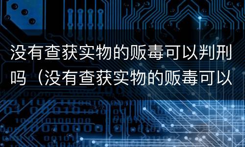 没有查获实物的贩毒可以判刑吗（没有查获实物的贩毒可以判刑吗知乎）