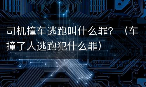 司机撞车逃跑叫什么罪？（车撞了人逃跑犯什么罪）