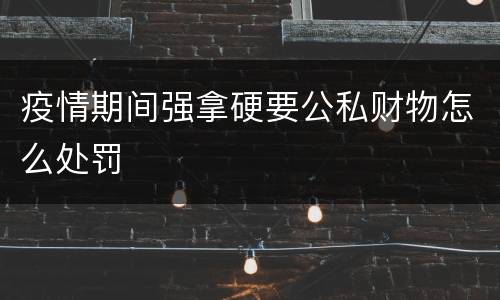 疫情期间强拿硬要公私财物怎么处罚