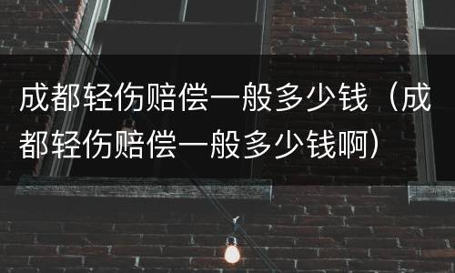 成都轻伤赔偿一般多少钱（成都轻伤赔偿一般多少钱啊）