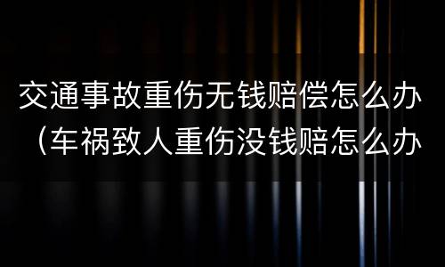 交通事故重伤无钱赔偿怎么办（车祸致人重伤没钱赔怎么办）