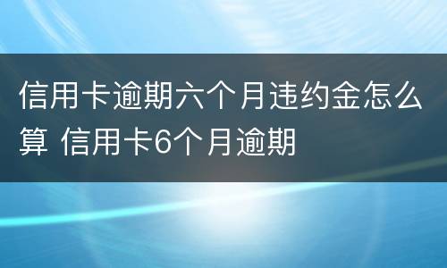信用卡逾期六个月违约金怎么算 信用卡6个月逾期