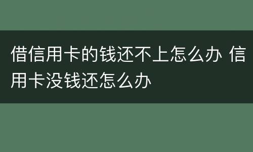 借信用卡的钱还不上怎么办 信用卡没钱还怎么办