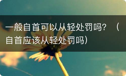 一般自首可以从轻处罚吗？（自首应该从轻处罚吗）