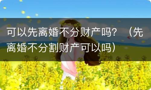 可以先离婚不分财产吗？（先离婚不分割财产可以吗）