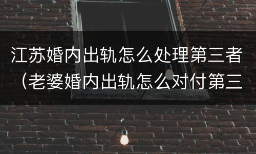 江苏婚内出轨怎么处理第三者（老婆婚内出轨怎么对付第三者）