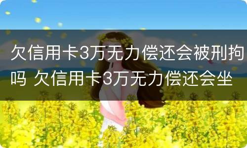 欠信用卡3万无力偿还会被刑拘吗 欠信用卡3万无力偿还会坐牢多久