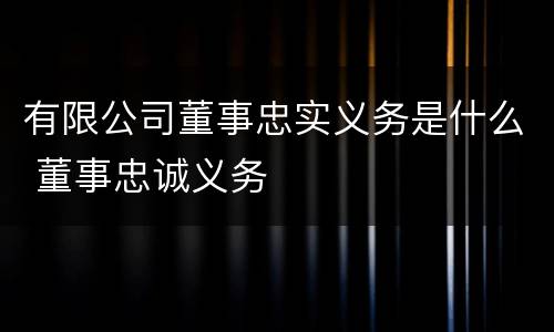 有限公司董事忠实义务是什么 董事忠诚义务