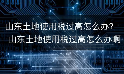 山东土地使用税过高怎么办？ 山东土地使用税过高怎么办啊