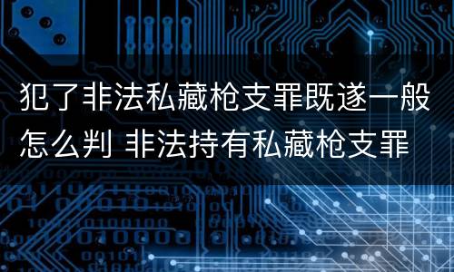 犯了非法私藏枪支罪既遂一般怎么判 非法持有私藏枪支罪