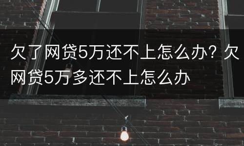 欠了网贷5万还不上怎么办? 欠网贷5万多还不上怎么办