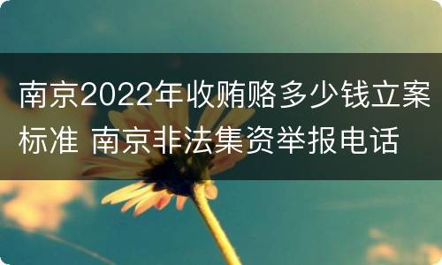 南京2022年收贿赂多少钱立案标准 南京非法集资举报电话