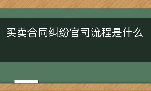 买卖合同纠纷官司流程是什么