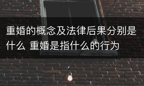 重婚的概念及法律后果分别是什么 重婚是指什么的行为