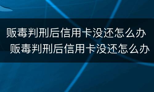 贩毒判刑后信用卡没还怎么办 贩毒判刑后信用卡没还怎么办呢