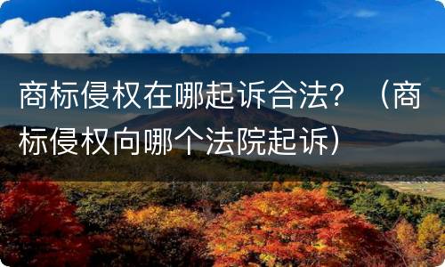 商标侵权在哪起诉合法？（商标侵权向哪个法院起诉）