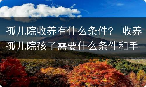 孤儿院收养有什么条件？ 收养孤儿院孩子需要什么条件和手续