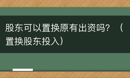 股东可以置换原有出资吗？（置换股东投入）
