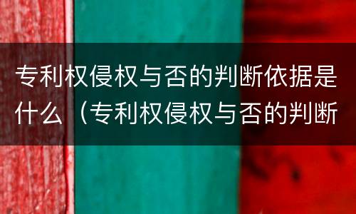 专利权侵权与否的判断依据是什么（专利权侵权与否的判断依据是什么呢）