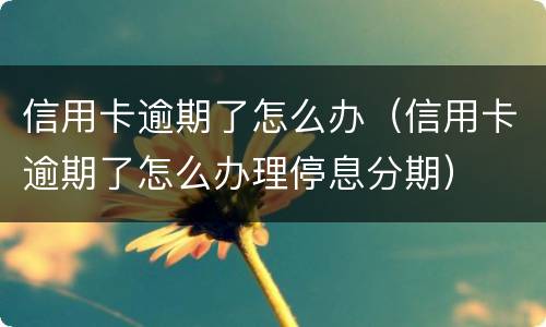 信用卡逾期了怎么办（信用卡逾期了怎么办理停息分期）