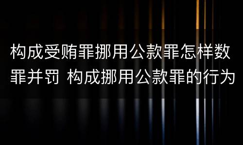 构成受贿罪挪用公款罪怎样数罪并罚 构成挪用公款罪的行为
